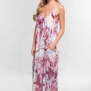 Strawberry Wine Tie Dye Cocoon Maxi Dress